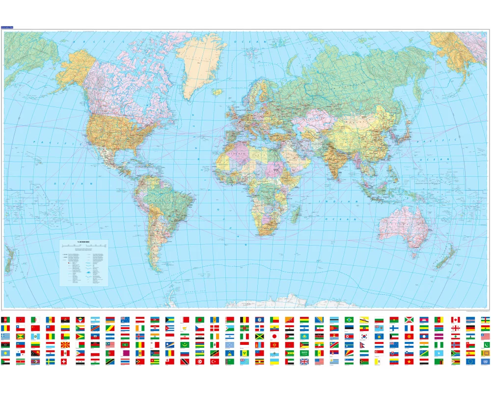 KÜMMERLY+FREY Plano-Weltkarte 140x99cm 63430123 p olitisch 1:30 Mio.