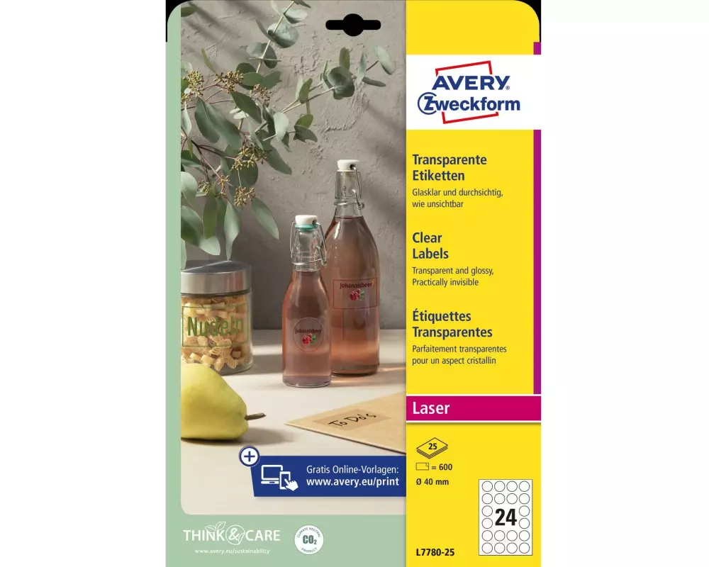 Avery Zweckform Runde Etiketten Ø 40 mm, 25 Blatt