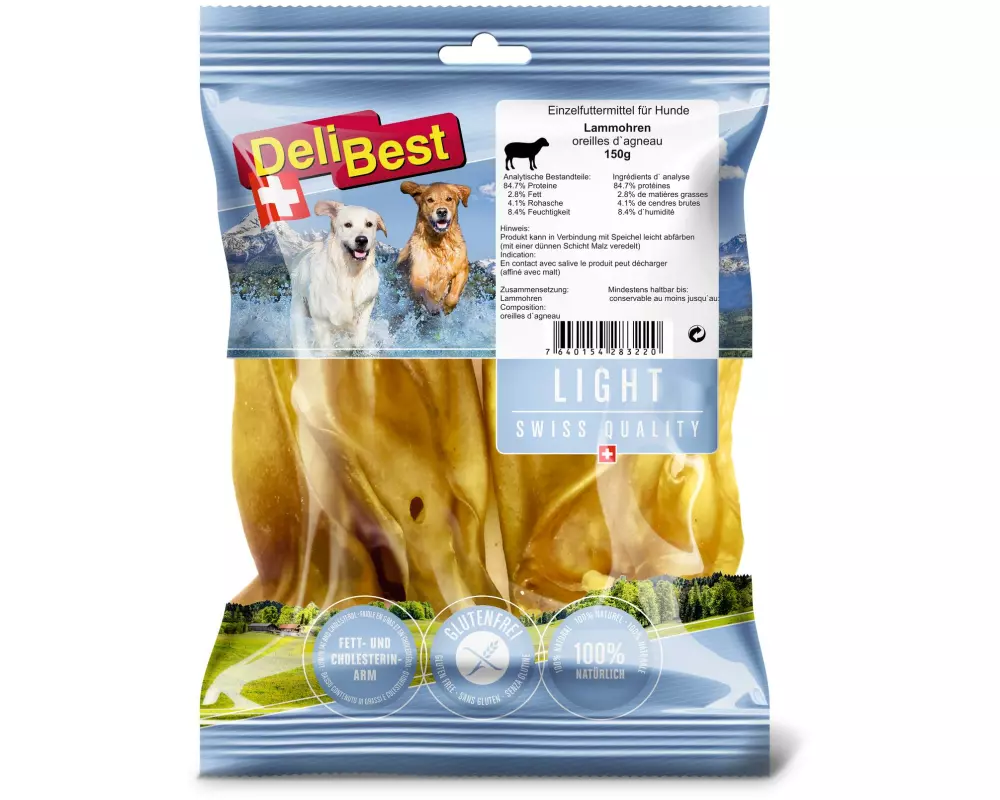DeliBest Kausnack Light Lammohren, 150 g