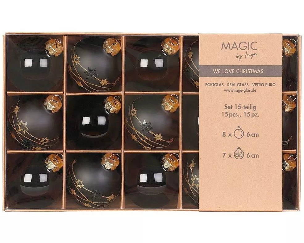 INGES CHRISTMAS DECOR Weihnachtskugel Eboy Black Ø 6 cm, 1 Stück, Schwarz