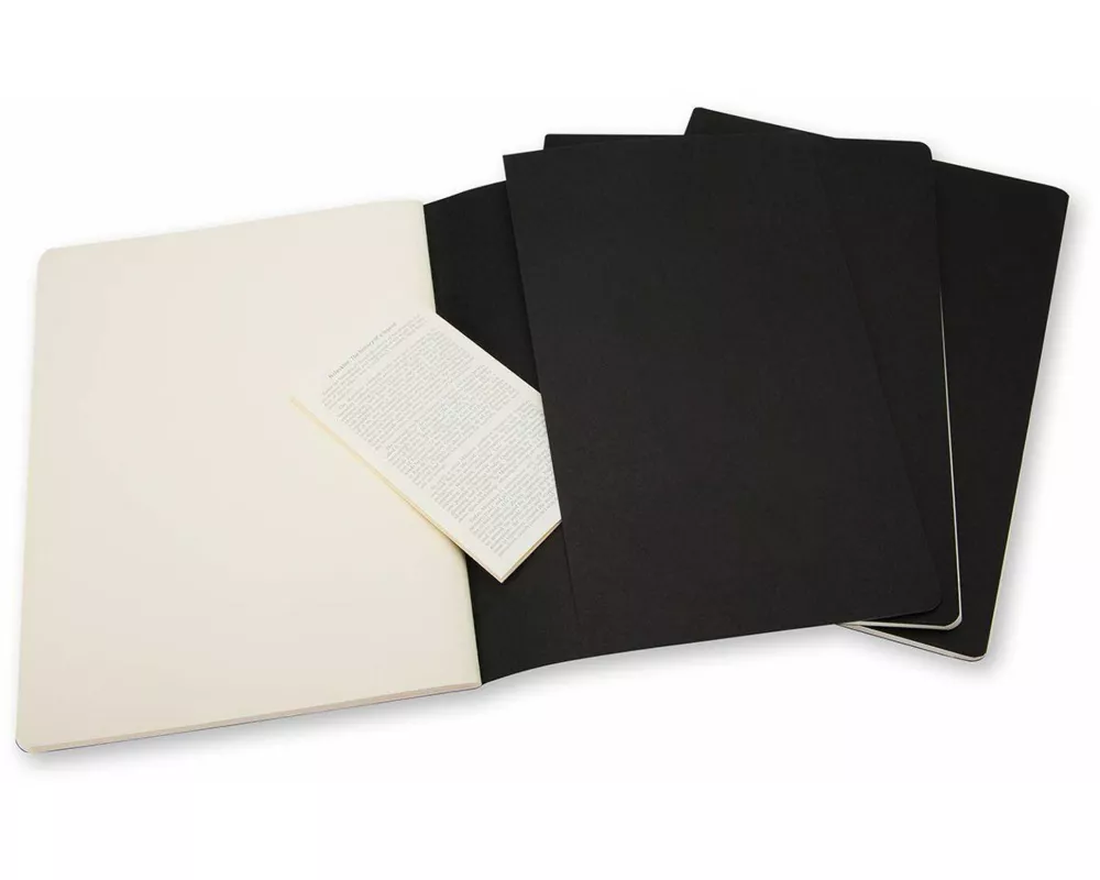 Moleskine Cahier Journal (Set of 3), Extra Large, Plain, Black, Soft Cover (7.5 x 10)