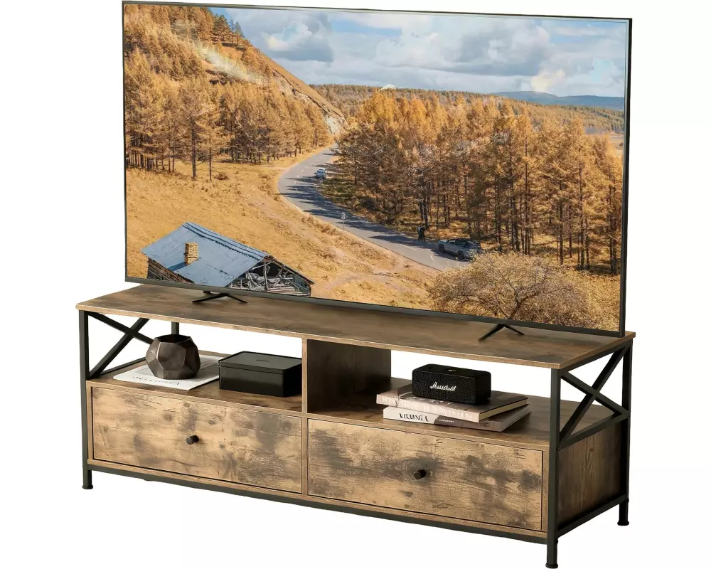 relaxdays TV-Möbel 120 x 40 cm, Braun/Schwarz 55 Zoll