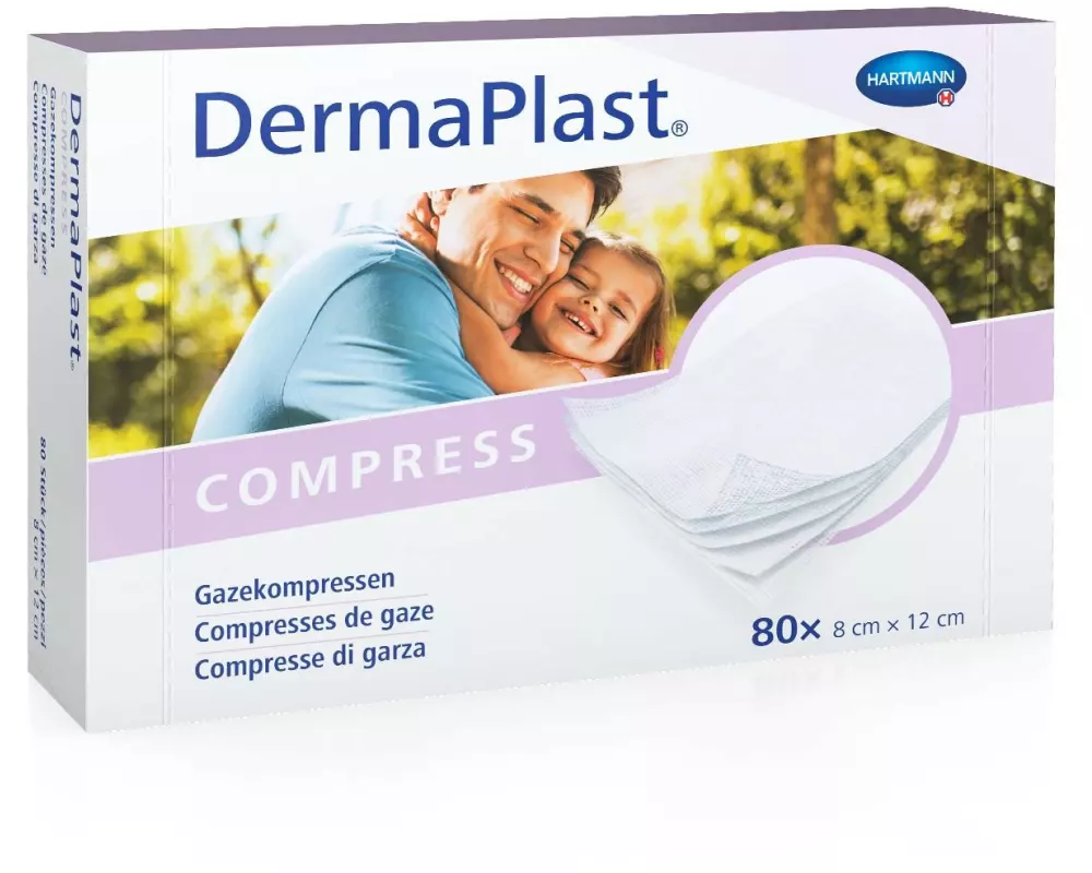 DermaPlast Gazekompresse steril 8 cm x 12 cm 80 Stück