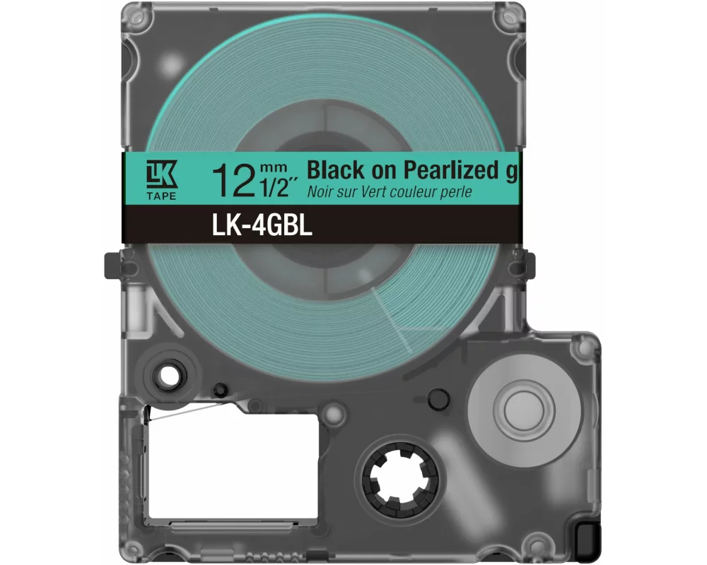 Epson Colour Tape Pearl Green/Black, 12mm, 9m, LK-4GBL