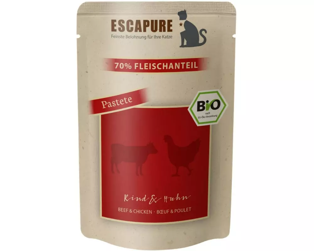 Escapure Bio-Nassfutter Pouch BIO Rind & Huhn, 100 g