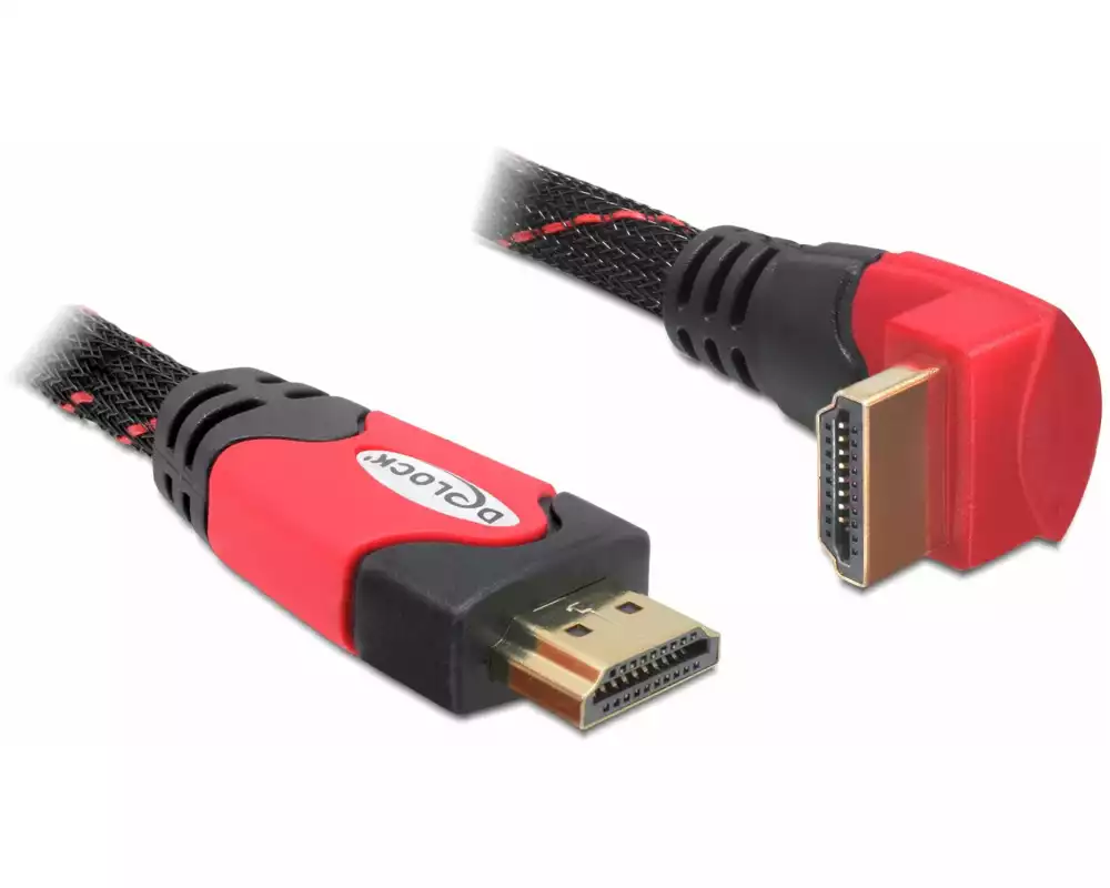 Delock Kabel gewinkelt unten HDMI - HDMI, 3 m, Rot