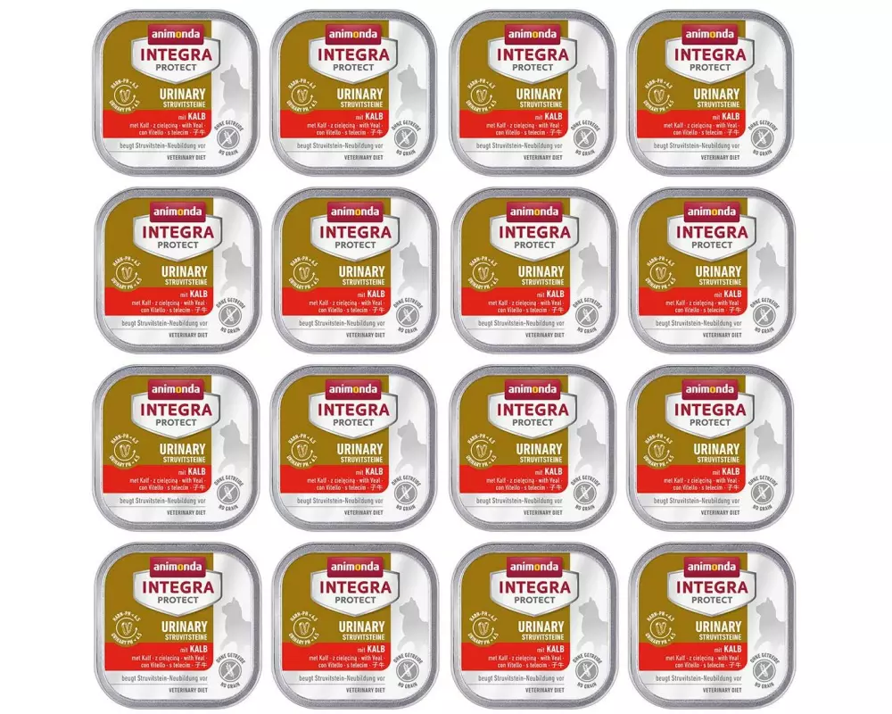 Animonda Integra Protect Nassfutter Urinary Harnsteine Kalb, 16 x 100 g
