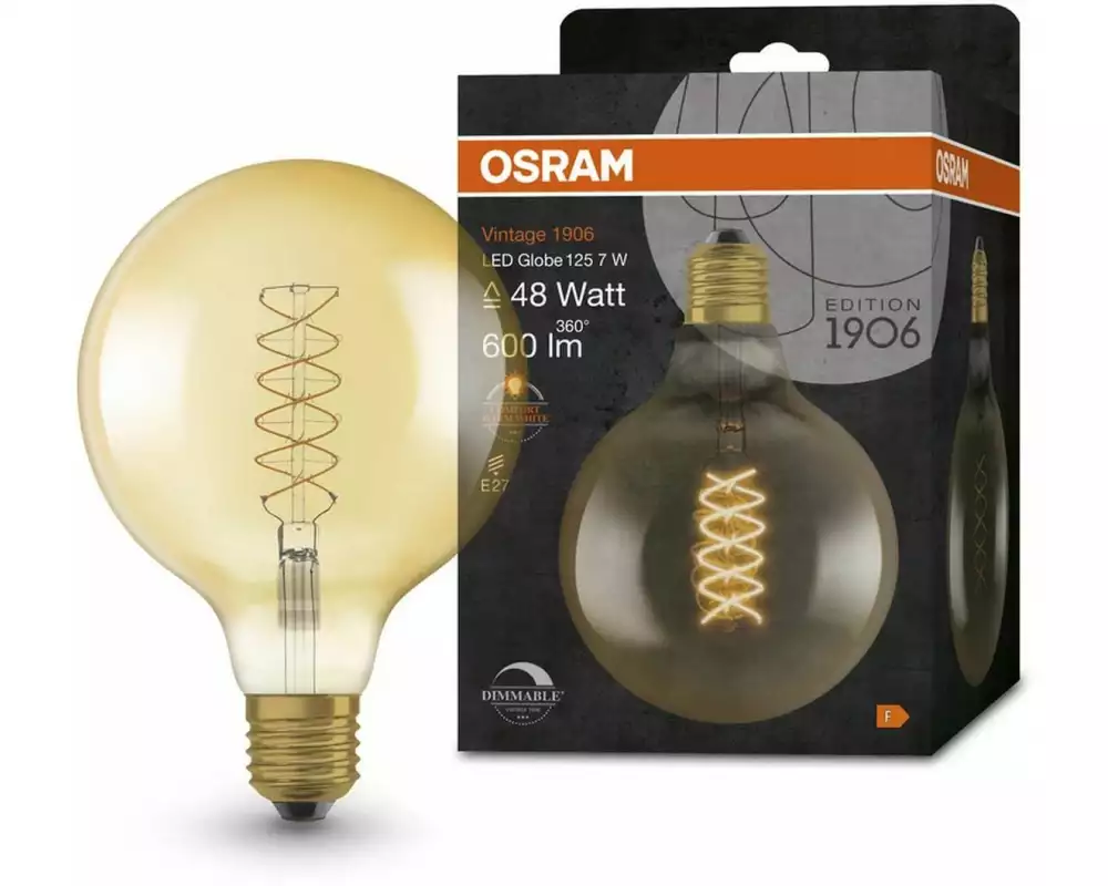 OSRAM Lampe Vintage 1906 Globe, 7W, E27, Warmweiss (WW)