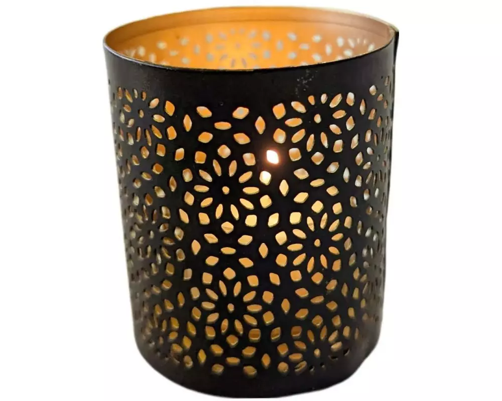 CHALET Windlicht Alpenzauber 6 x 6 x 7 cm, Schwarz