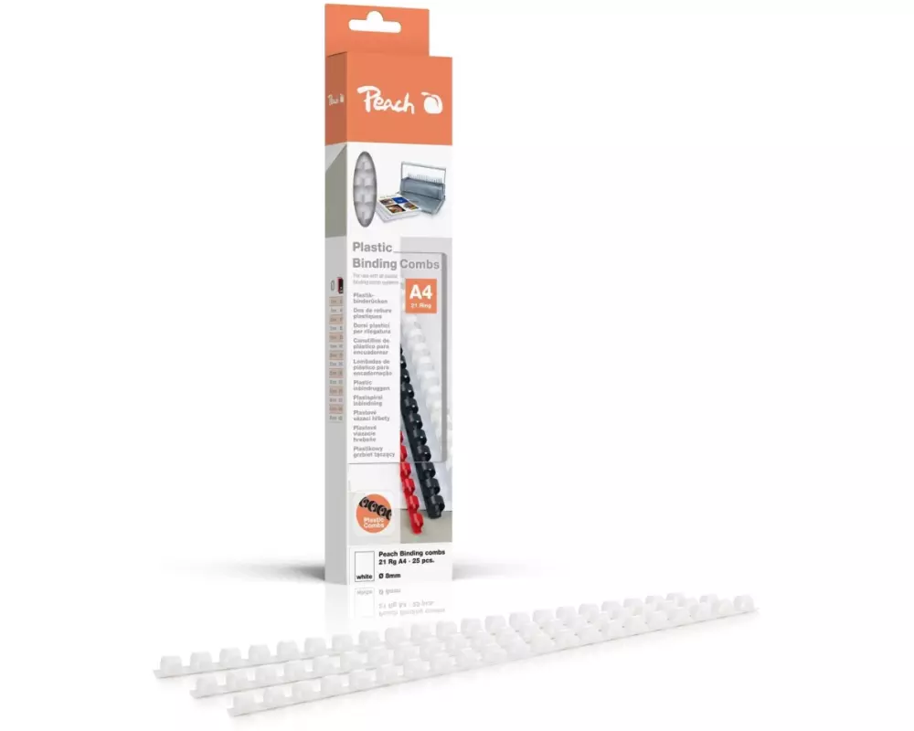 Peach Binderücken 8 mm Weiss, 25 Stück