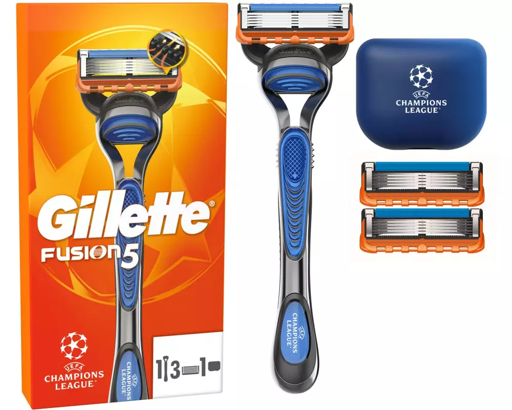 Gillette Herrenrasierer Fusion5 mit Ersatzklingen & Reiseschutzkappe