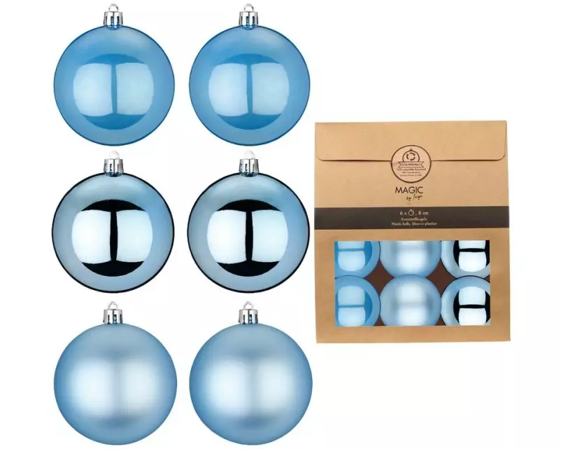 INGES CHRISTMAS DECOR Weihnachtskugel 8 cm Ozeanblau, 6 Stück
