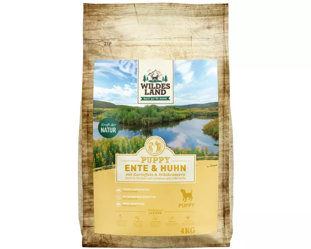 Wildes Land Trockenfutter Puppy Ente, Huhn & Kartoffel, 4 kg