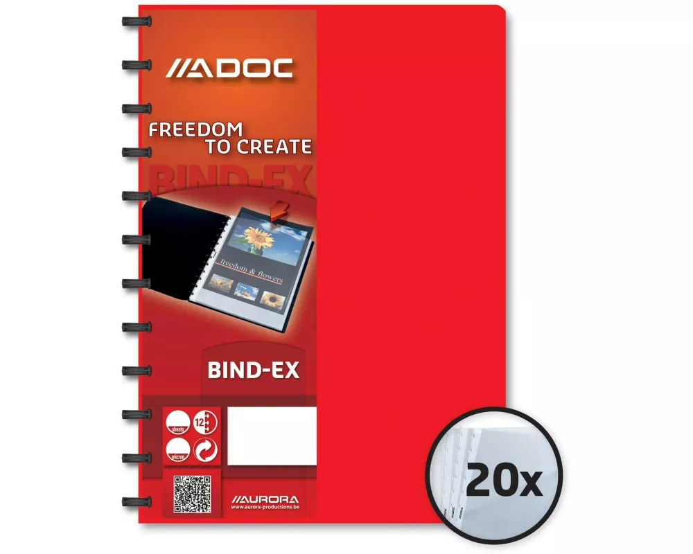 Adoc Sichtbuch Bind-Ex A4, 20 Taschen, Rot