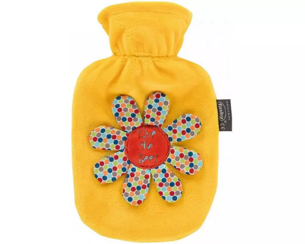 Suprima Fashy Kinderwärmflasche 0.8 L mit Flauschbezug, gelb, Blume