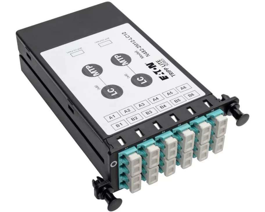EATON TRIPPLITE 40Gb to 10Gb Breakout Cassette - x2 12-Fiber, OM4, MTP/MPO, Male with Pins to x12 LC