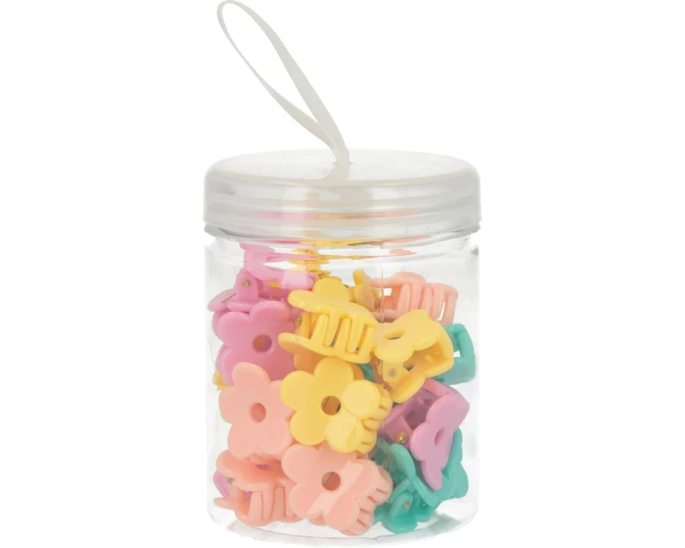 Trisa Accessoires Böxli mit 24 Blümchen Haarklemmen pastell
