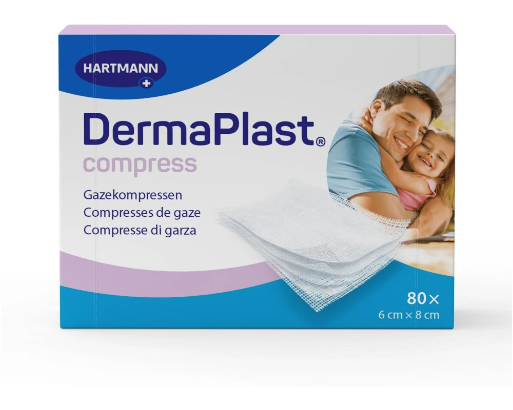 DermaPlast Compress Gazekompressen 6 x 8 cm, 80 Stück