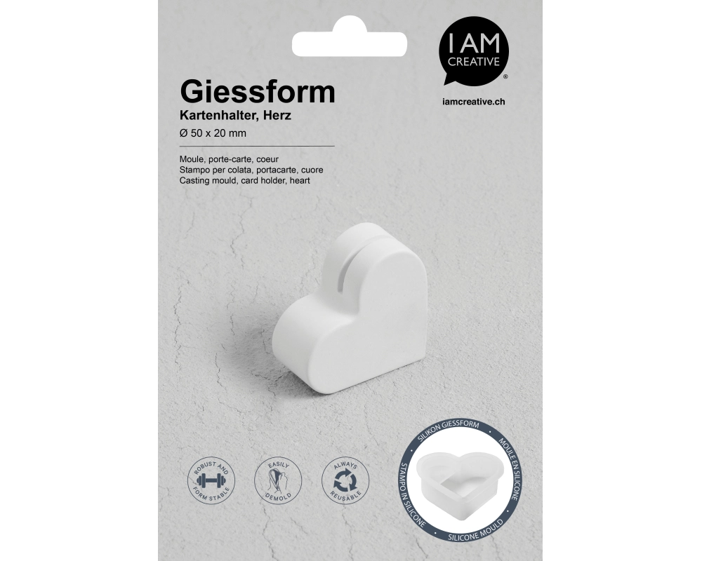 I AM CREATIVE Silikon Giessform 1704.24 Kartenhalter Herz