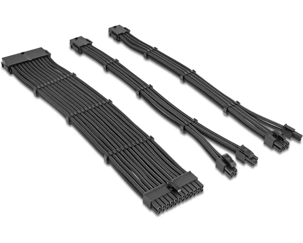 Delock Stromverlängerungskabel Set 6-teilig Sleeved mit Kabelkämmen