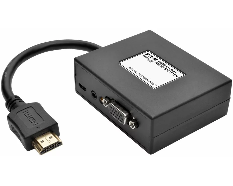 EATON TRIPPLITE HDMI to VGA, and Audio Adapter, 6inch 15.24cm, Black, TAA