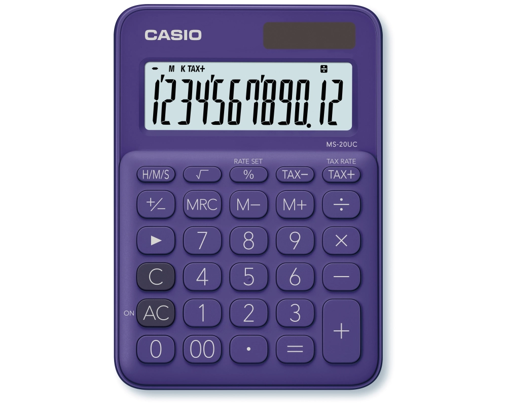 CASIO Mini Taschenrechner MS-20UC-PL-S 12-stellig violett