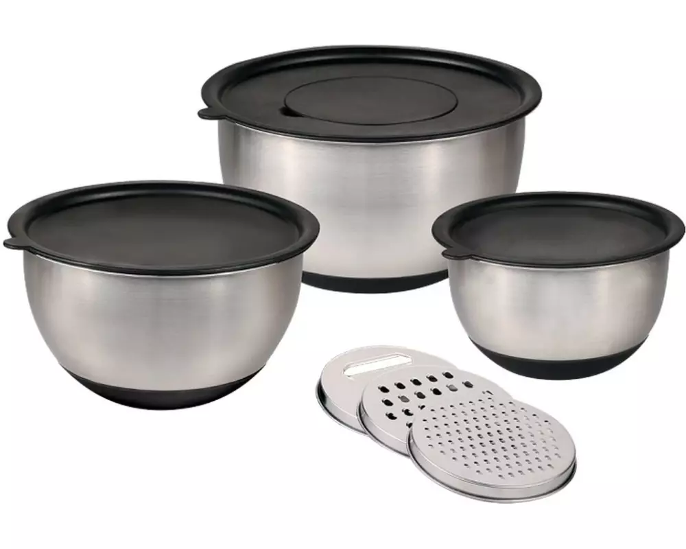Kesper Schüssel-Set Edelstahl Silber & Schwarz 1.20 l