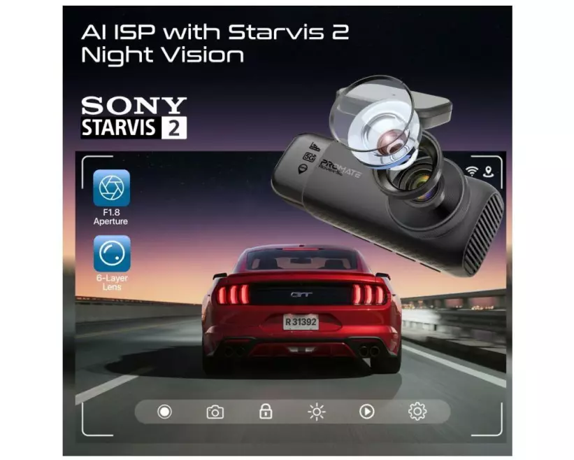 Promate Dashcam Rovex-S3 4K Ultra HD GPS WLAN