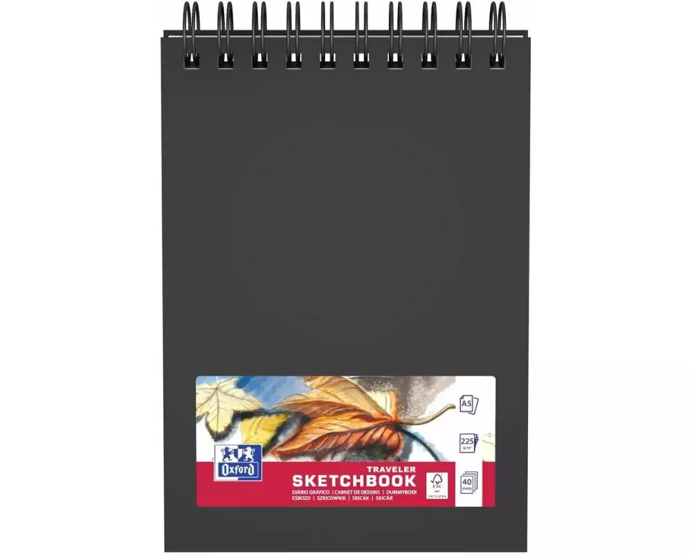 Oxford Malbuch Skizzenbuch A5, Schwarz