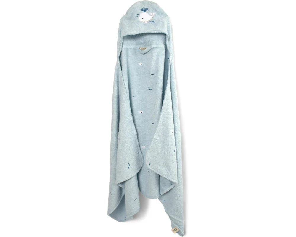 Filibabba Baby-Kapuzentuch mit Stickerei Christian's Whale Tales Blau