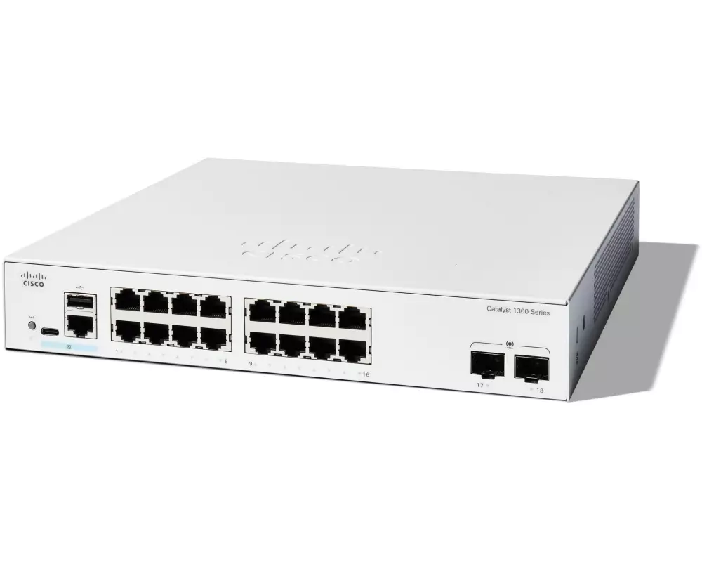 Cisco PoE+ Switch Catalyst C1300-16P-2G 18 Port