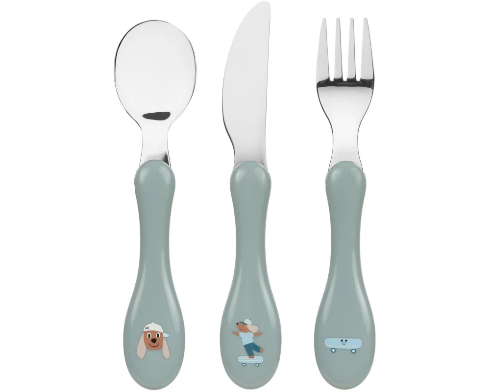 Lässig Kinderbesteckset Tiny Team Dog 3-teilig, Grün