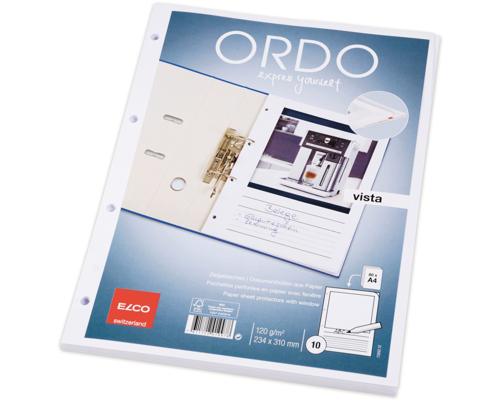 ELCO Zeigetasche Ordo A4 73692.10 vista, weiss 10 Stück