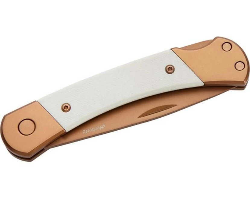 Herbertz Taschenmesser Titanbeschichtung Rosengold D2, Medium, White