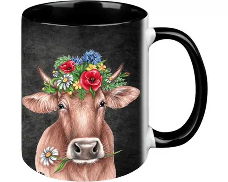 creanorm Tasse Blumenkuh Black Edition 330 ml, 1 Stück, Schwarz