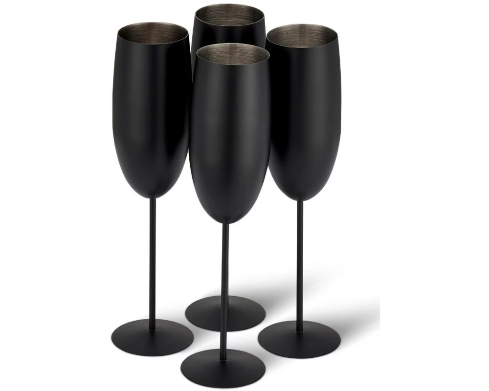 Oak & Steel Sektglas 285 ml, 4 Stück, Schwarz matt