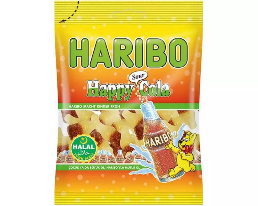 Haribo Int. Gummibonbons HALAL Sour Happy Cola 100 g