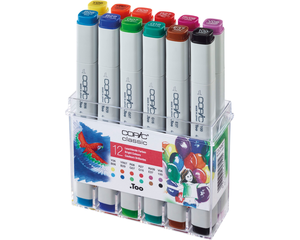 COPIC Marker Classic 20075702 Leuchtende Farben, 12 Stück