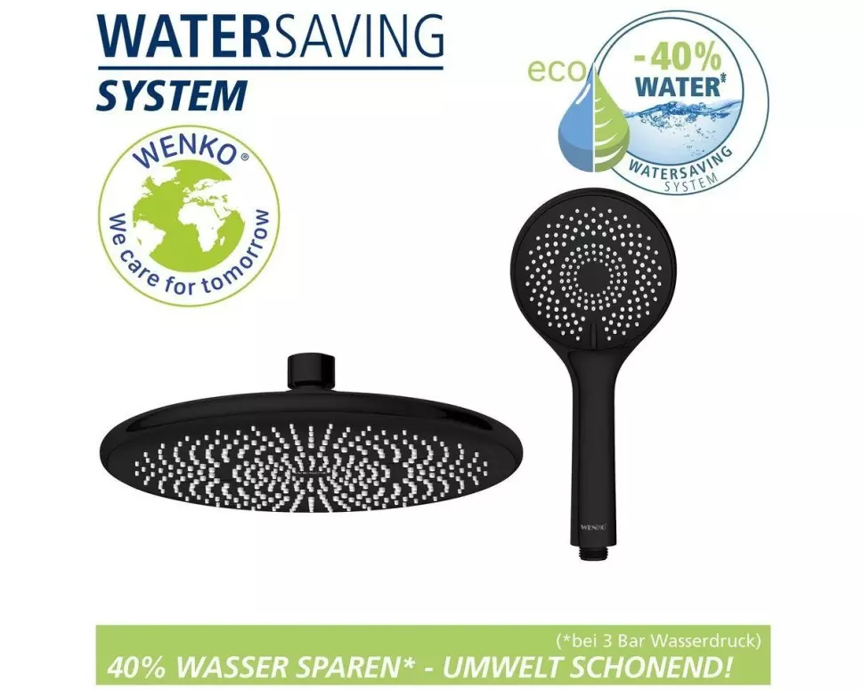 Wenko Duschsystem Watersaving Schwarz