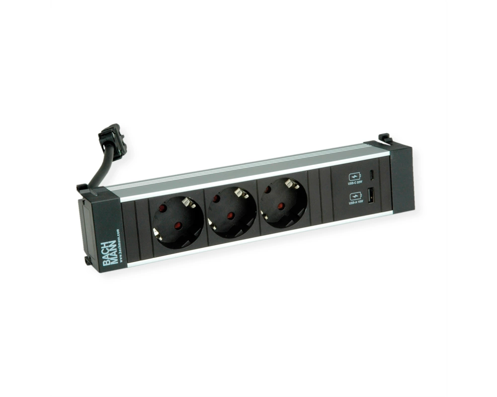 BACHMANN POWER FRAME M 3xCEE7/3, USB A&C 22W Charger 0,2m GST18