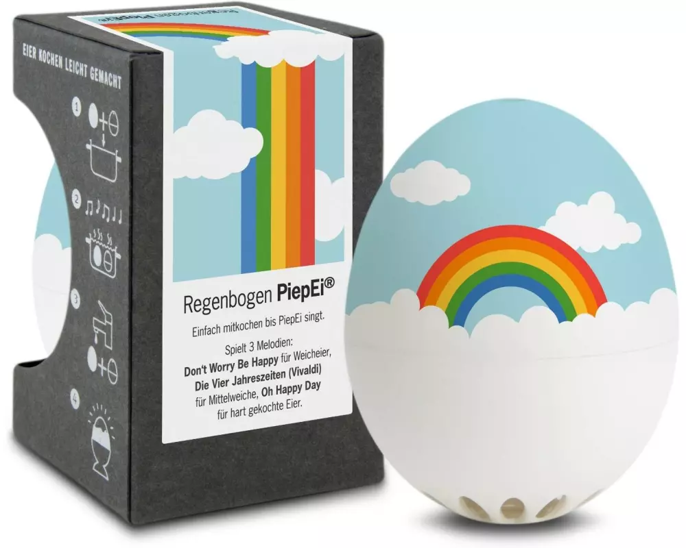 PiepEi Küchentimer Singende Eieruhr Regenbogen, Mehrfarbig