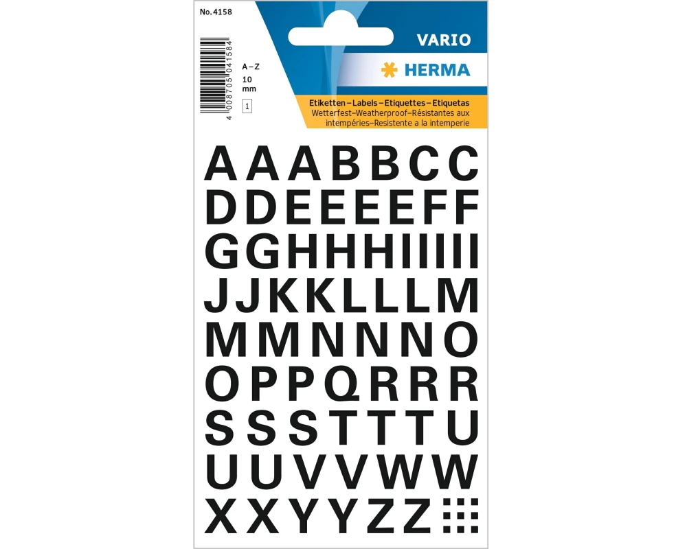 Herma Stickers Namensetiketten A – Z, 1 cm, Schwarz, 74 Buchstabenaufkleber