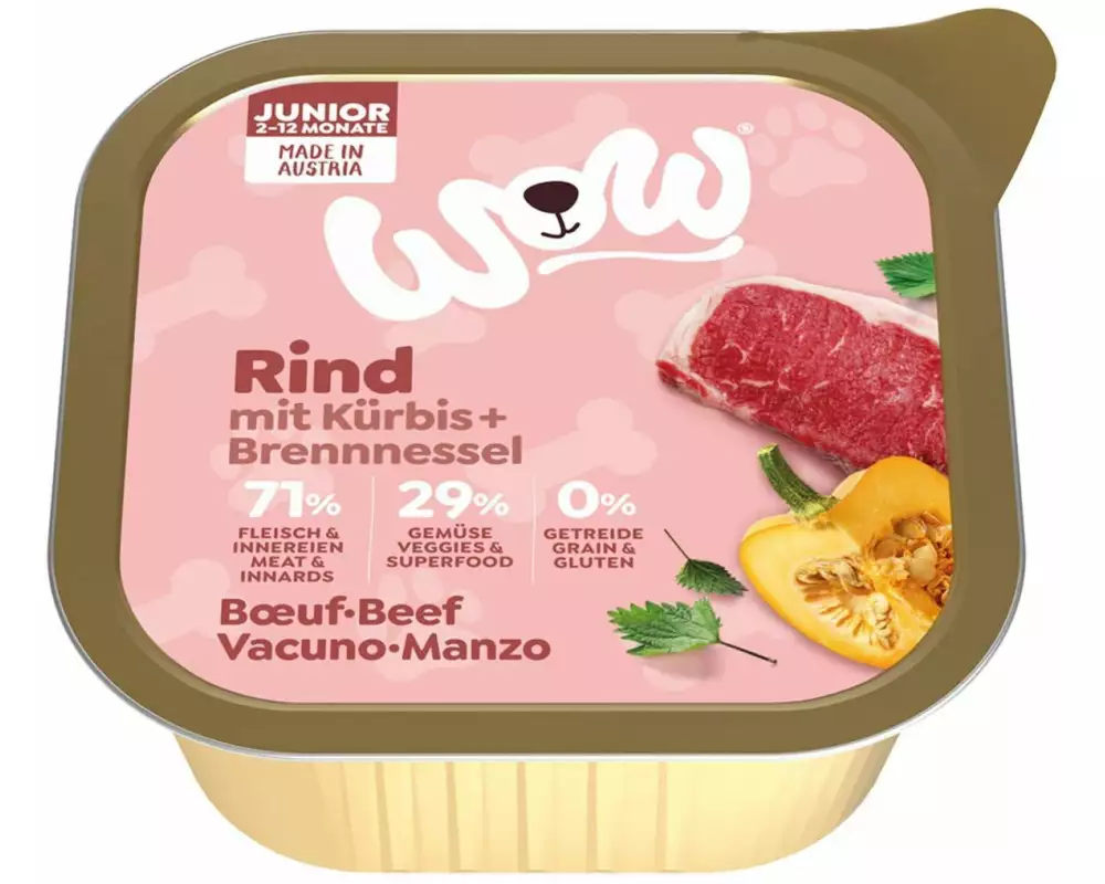 WOW Nassfutter Junior Rind Schale 150g