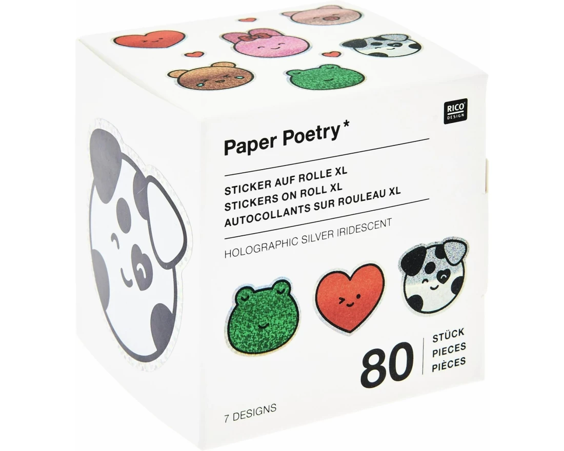 Rico Design Sticker auf Rolle Chingu, Tiere 80 Stück