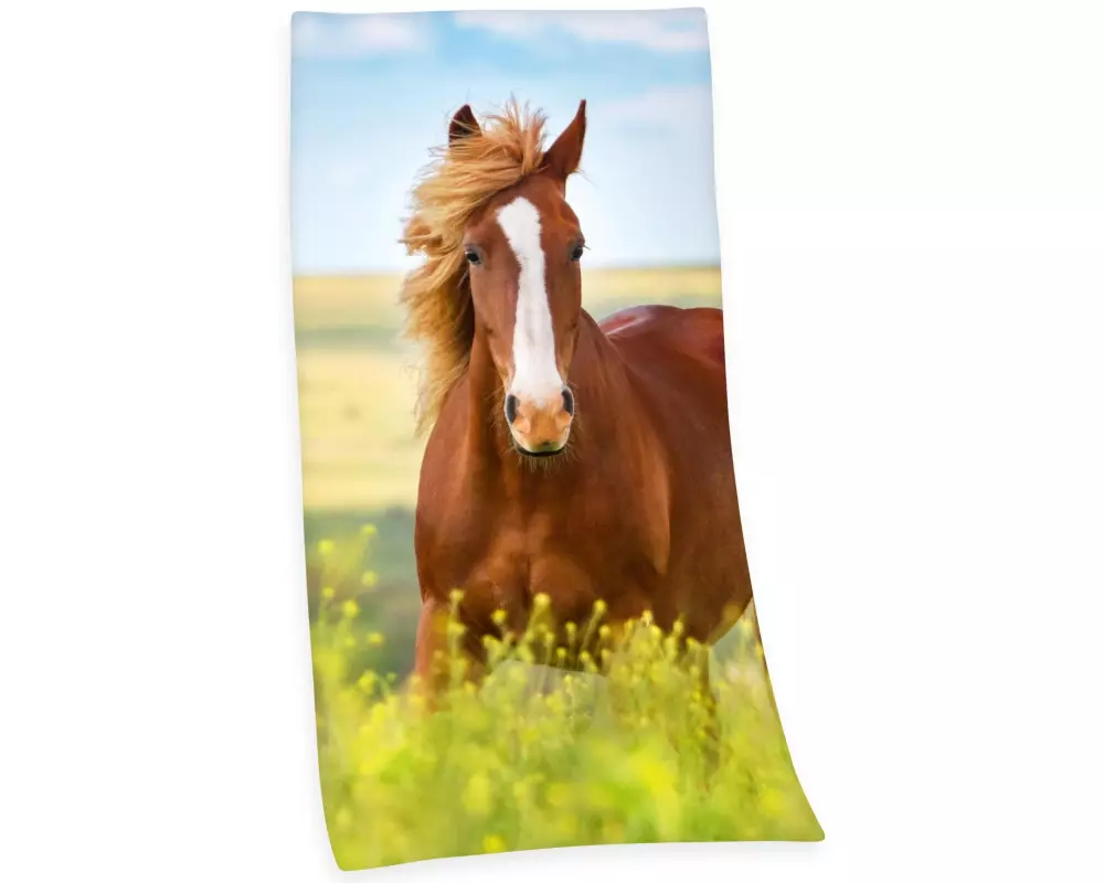 Herding Duschtuch Pferd 75 x 150 cm, Blau/Braun/Grün