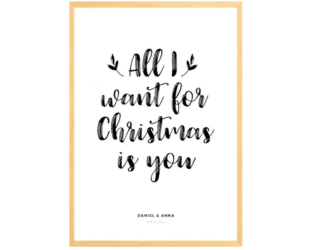 Wallxpert Weihnachtsbild All I Want For Christmas is You 33x48 cm
