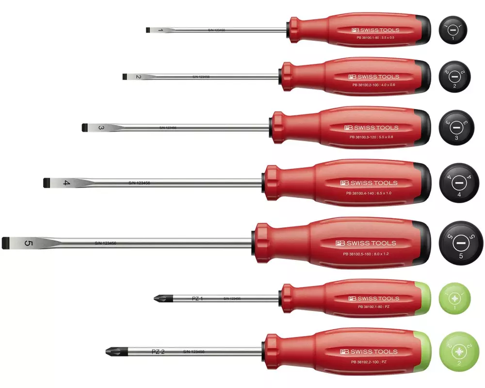 PB Swiss Tools Schraubenzieher-Set PB 38253 Schlitz und Pozidriv