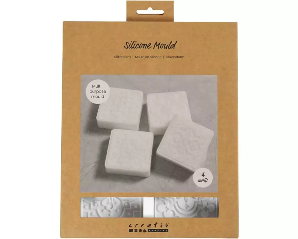 Creativ Company Silikon Form Giessform Quadratisch, 4 Stück