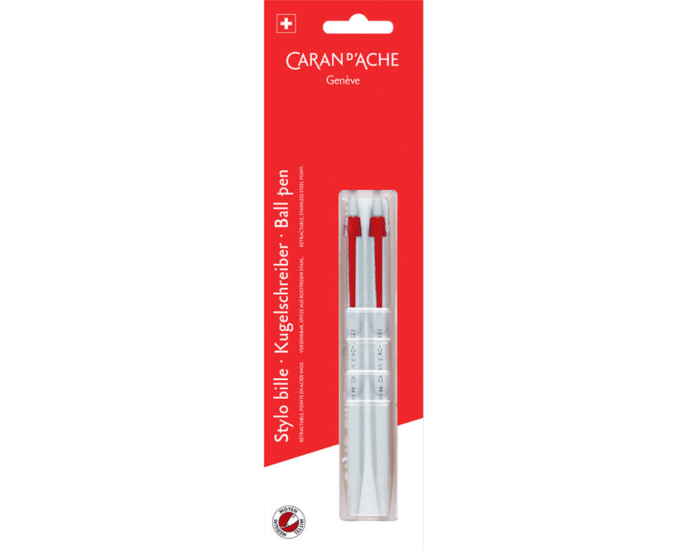 CARAN D'ACHE Kugelschreiber 825 825.170 rot, 2 Stück Blister