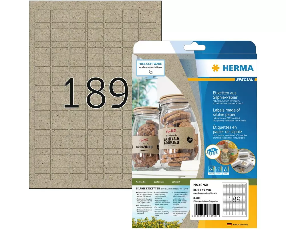 HERMA Universal-Etiketten 25.4 x 10 mm, 20 Blatt, Braun